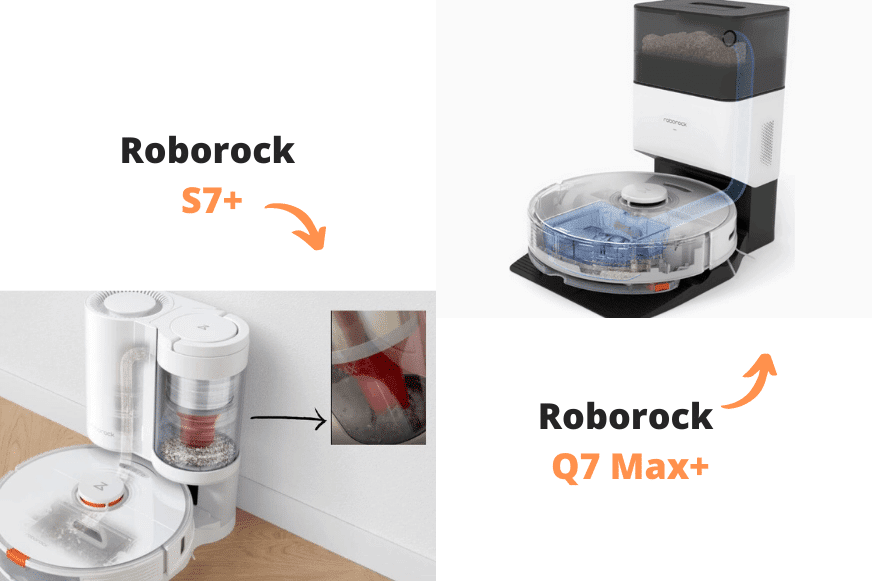 Die Absaugstation des Roborock S7 und des Roborock Q7 Max sind im Vergleich zu sehen